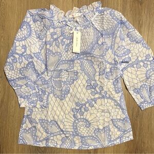 Stella Cove Girls Blue White Lace Print Swim Cover Up Size 10 NWT